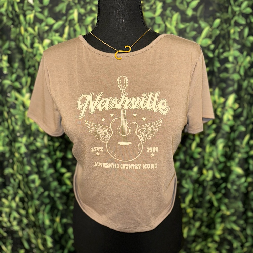 Nashville cropped open back top NWOT